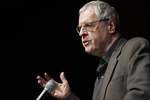 Photo of Charles Simic speaking at "Conversations with Faculty and Students" at Black Mountain Institute in 2008. by Black Mountain Institute